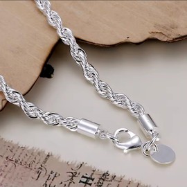 Adjustable Sterling Silver Rope Chain Style Bracelet - Gift For Women Gift Box Included