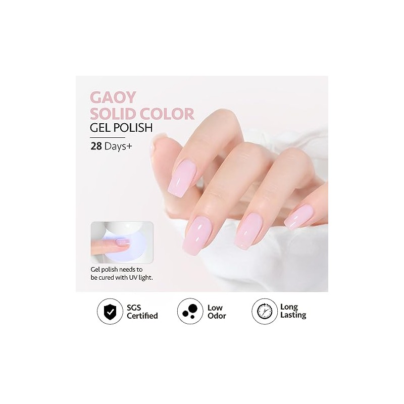 GAOY- Esmalte de uñas en gel rosa bebé, 16 ml,
