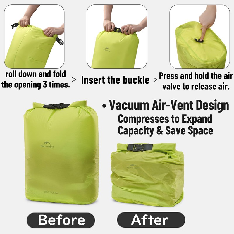 windhike Naturehike Ultralight Dry Bags with Vacuum Air Valve -