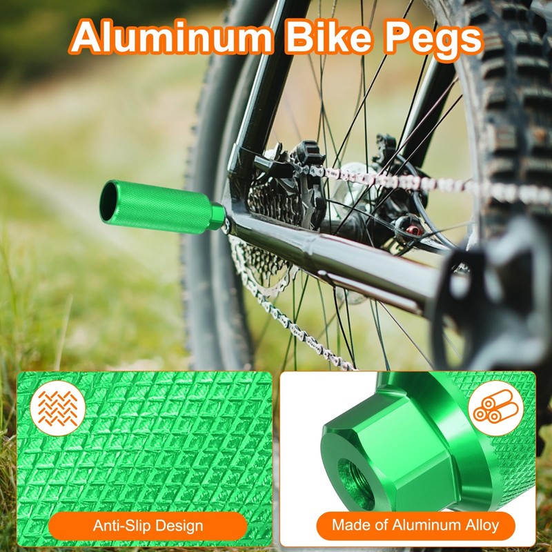 HARFINGTON Bike Pegs Aluminum Alloy Rear Stunt Pegs Anti-Skid Back