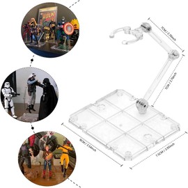 Junjjo 8-Piece HG144 Movable Action Figure Stand, Display Stand Base, Compatible with 6-Inch HG RG SD SHF Gundam 1/44 Toy, Transparent Plastic