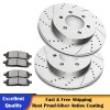 AutopartsPConline Front Drilled Rotors Ceramic Brakes Pads Fit 4WD 2004-08