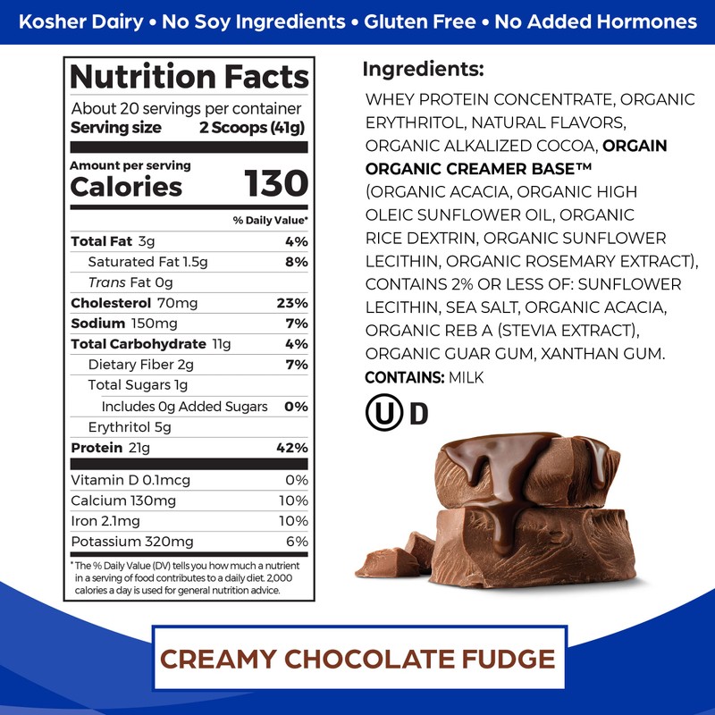 Orgain Whey Protein Powder, Creamy Chocolate Fudge - 21g Grass