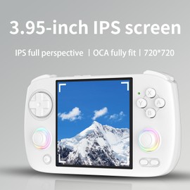 RG CubeXX Retro Gaming Console Handheld with 3.95-inch IPS Screen Linux System RG CubeXX Handheld Game Console with RGB Lighting 64G TF Card with 5035 Classic Game and 3800mAh Battery Supports HDMI 5G WiFi Bluetooth 4.2 White