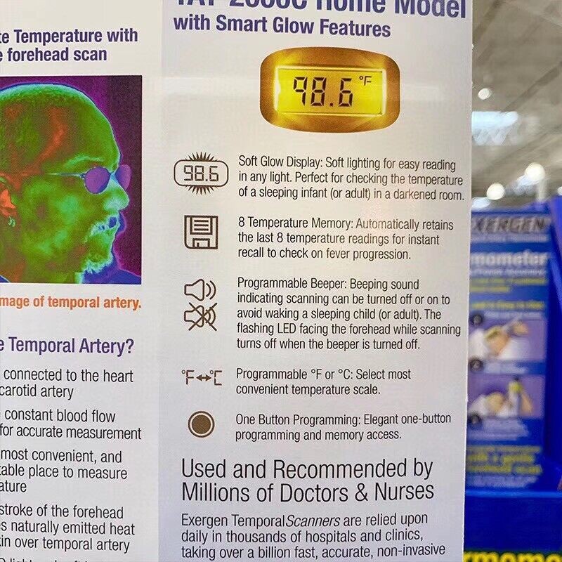 Exergen TAT2000C Temporal Scan Forehead Artery Thermometer Scanner SHIP from