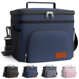 HOTOR Insulated Lunch Box for Men & Women - Leak-Proof Cooler Lunch Bag with 4 Pockets, Adjustable Strap, Ideal for Work, Picnic, Travel - Medium, Navy Blue, 10.2"×6.9"×8.5"