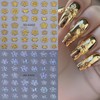 Gold Nail Stickers 3D Self-Adhesive Golden Flower Nail Supplies Laser