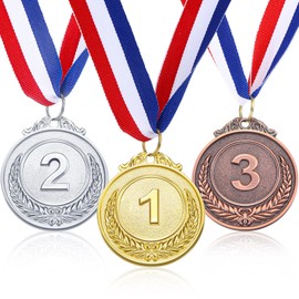 HMDZMR Metal Winner Award Medals 3 Pack Gold Sliver Copper Winner Medals with Neck Ribbon 1st 2nd 3rd Prize Medals for Competitions Party Decorations and Awards