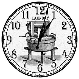 Decorative Concepts Vintage Laundry 12" Diameter Aluminum Metal Round Wall Clock