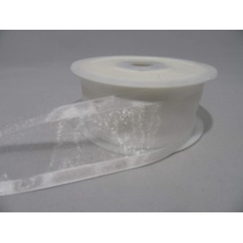 2 metres x 40mm Edged Organza Ribbon White Double Sided Satin Edge Sheer 40 mm 4cm