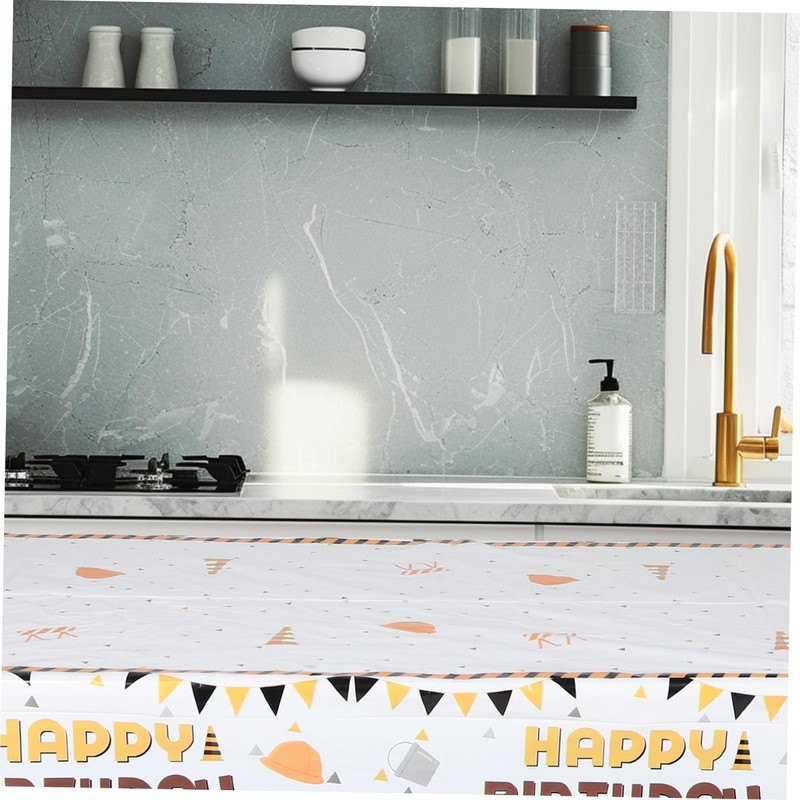 COLLBATH Dinner Tablecloth Waterproof Plastic for Home Decor Construction Theme