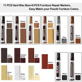 A-HEYIDA Wax Floor Repair Kit Vinyl Wood Laminate Furniture Touch Up Marker Hardwood Linoleum Lvp Repair Kit with Heat Pen Cover Scratches, Stains, Cracks, Holes for Floor, Door, Cabinet, Table, Stairs etc.
