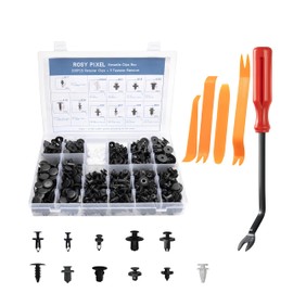 ROSY PIXEL 320 Pc Clip Set with Remover - Auto Fasteners for Tailgate, Door Trim & Panels - 11 Sizes of Push Pin Rivets - Compatible with GM, Ford, Toyota, Honda, Chrysler.