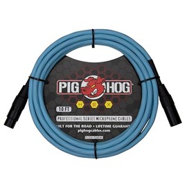 Pig Hog PHMH10DB Hex Series Mic Cable, Daphne Blue 10ft