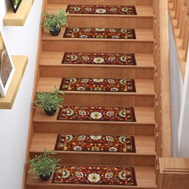 English Home Mahal Burgundy Staircase Step Treads Set of 13 (8" x 26")