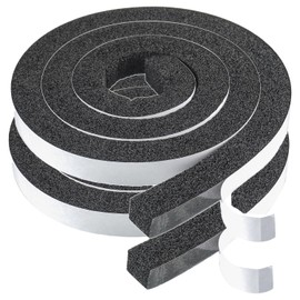 BOJACK Adhesive Foam Weather Stripping, Foam Weather Stripping Foam Stripe with Adhesive Doors and Window Seal Kit 1 x 1 Inch Thick(6.5ft x 2 Rolls)