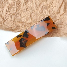 Nakanoya AMBT13 Barrette, 3.1 inches (80 mm), Plastic, Resin, Cellulose Acetate, Acetylcellulose Acetate, Non-slip, Hair Clip, Tortoise Shell Pattern, Marble, Square, Rectangle, Rectangle, Curve,