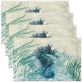 Feelyou Seahorse Placemats Set of 4 Summer Theme Placemat for Kitchen Dining Table 18"x12" Marine Themed Table Place Mats Underwater Animal Indoor Outdoor Decor Table Mats Ocean Creature