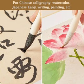 XCSJ 6 Pieces Chinese Calligraphy Brushes, Chinese Brush Set, Professional Calligraphy Sumi Brush for Beginners, Students, Artists, Calligraphy and Painting, 3 Sizes, 2 Materials