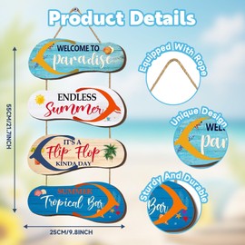 Flip Flops Summer Hanging Decoration Beach Flip Flop Decoration Hawaiian Beach Party Decoration Wooden Wall Decoration with Rope Summer Festival Wall Decoration for Home Decoration, Summer Beach, Pool