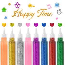 NVGVUP Pack of 16 Glitter Glue, Glitter Glue Original, Glitter Glue in Colourful, DIY Arts and Crafts Glitter Pens for Painting, Decorating, Creative Design