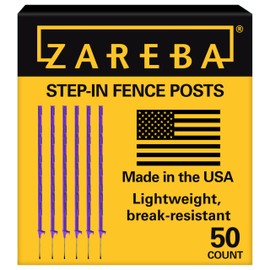 Zareba A-48P 4-Foot Step-in Electric Fence Posts - 50 Pack for Electric Fence System - Sturdy & Easy Installation,Purple