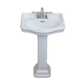 Fine Fixtures Roosevelt Bathroom Pedestal Sink – 18-Inch Small Pedestal Sink, Durable Vitreous China Ceramic with Single Hole Bathroom Sink Faucet – Ideal for Modern Bathrooms