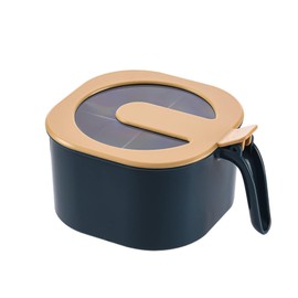 Hapivida Spice Container with Lid, 14 x 8 cm, 4 Compartments, Plastic Kitchen Spice Jars, 4-in-1 Spice Box Set, Kitchen Utensils, Storage Container for Sugar, Salt, Pepper (Blue)