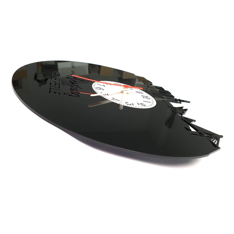 bigcopy e.K. Leverkusen Skyline Wall Clock with Dial High-Quality Acrylic