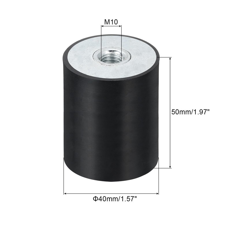 sourcing map 4Pcs 40 x 50mm M10 Thread Female Rubber