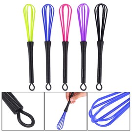 Dingln Set of 5 Mini Plastic Whisks for Hair or Kitchen, Pink, Red, Blue, Black, Purple, 18 cm