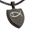 Tioneer Gunmetal Stainless Steel Fish With Jesus Ichthus Cross Shield