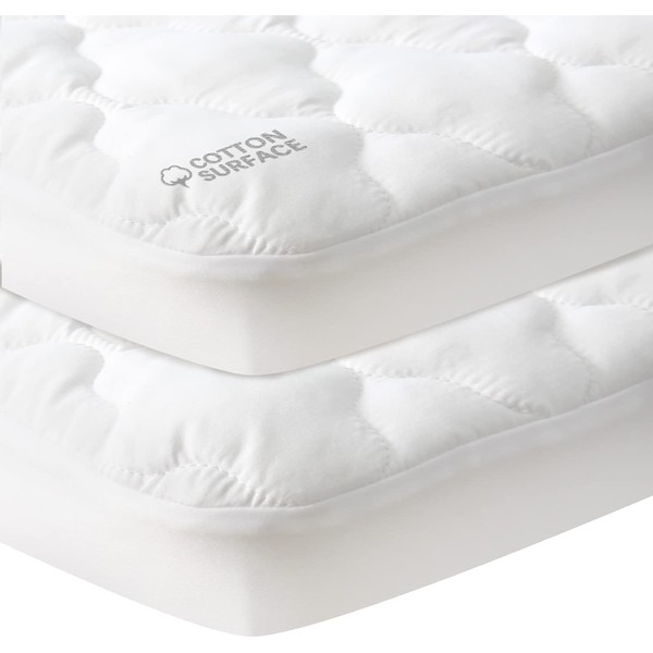 Moonsea Waterproof Mini Crib Fitted Mattress Protector (Pack of 2),