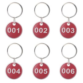 NanTun Aluminum Alloy Metal Key Tag Set, Number ID Tags Key Chain, Numbered Key Rings, 50 pieces - Red -1 to 50