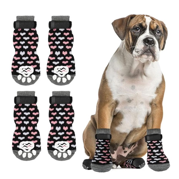 TOEECY Dog Socks Pack of 4 Non-Slip Breathable Dog Socks