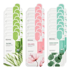 Mediheal Mascarilla Facial Essential Hero(30 Unidades)(Colágeno Árbol De Té Madecassoside) Mascarilla Facial Coreana Para El Cuidado De La Piel: Hidratante Calmante Y Para Imperfecciones