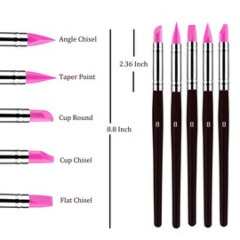 Sdanart Professional Silicone Rubber Tip Paint Pens Brushes, 5pcs Silicone Paint Brush, Flexible Clay Sculpture Tools（Size 8）