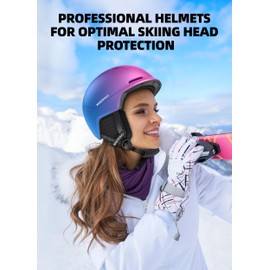 InnerKing Ski Helmet, Lightweight Adult Snowboard Helmet with Sturdy PC Shell & Shock-Absorbing EPS Foam & Soft Lining, Adjustable Snow Sport Helmets 10 Vents Men/Women - Gradient Purple Blue