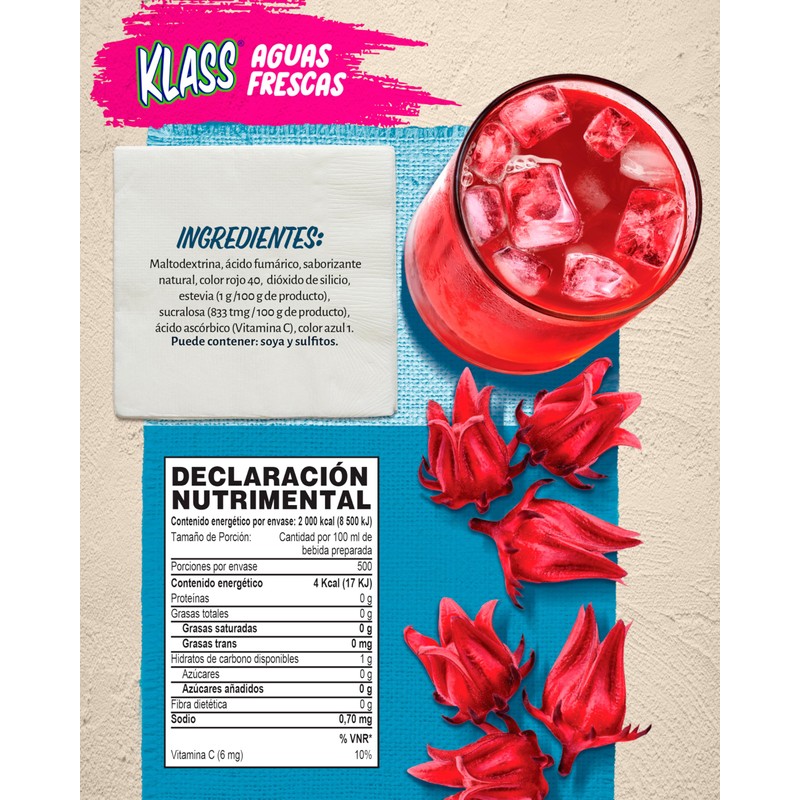 Klass Aguas Frescas Sabor Jamaica Rinde 14 L - Sin