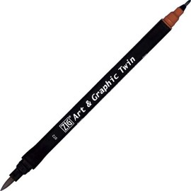 Kuretake ZIG Art and Graphic Twin Tip Brush Marker Pen 072 Dark Sand