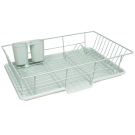 Sweet Home Collection 3 Piece Dish Drainer Rack Set with Drying Board and Utensil Holder, 12" x 19" x 5", Mint (Pack of 12)