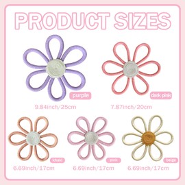 5 Pcs Boho Daisy Flower Wall Decor 3 Size Woven Floral Art Wall Hanging Supply for Boy Girl Pink Purple Bohemian Home Bedroom Room Decorations