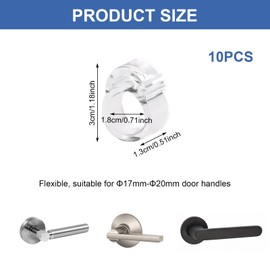 Luxvara Transparent Door Stop Latch, Set of 10 Door Handle Buffers, Highly Elastic Door Handle Protection, Door Handles as Perfect Protection for Wall and Door, Diameter Opening 18 mm