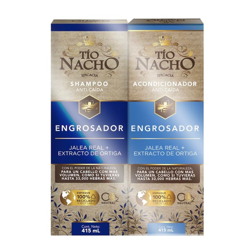 Tío Nacho Engrosador Dúo Pack Shampoo + Acondicionador. Contiene 2