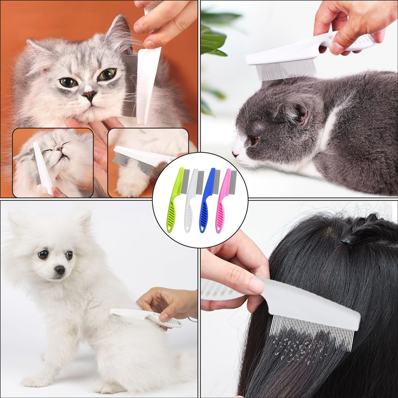 KASESSS 4 Pcs Nit Comb, Lice Combs with Long Handle,