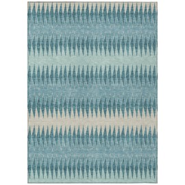 Homeroots 3' X 5' Teal Blue Aqua And Ivory Striped Washable Indoor Outdoor Area Rug