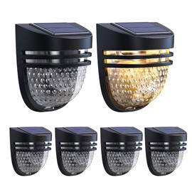 Odittion Solar Fence Lights, Outdoor 6 Pack Deck Lights, Solar Powered, Solar Wall Lights, 2 Modes, Solar Garden Fence Lights Waterproof IP65, Decoration, Outdoor for Garden, Backyard, Fence