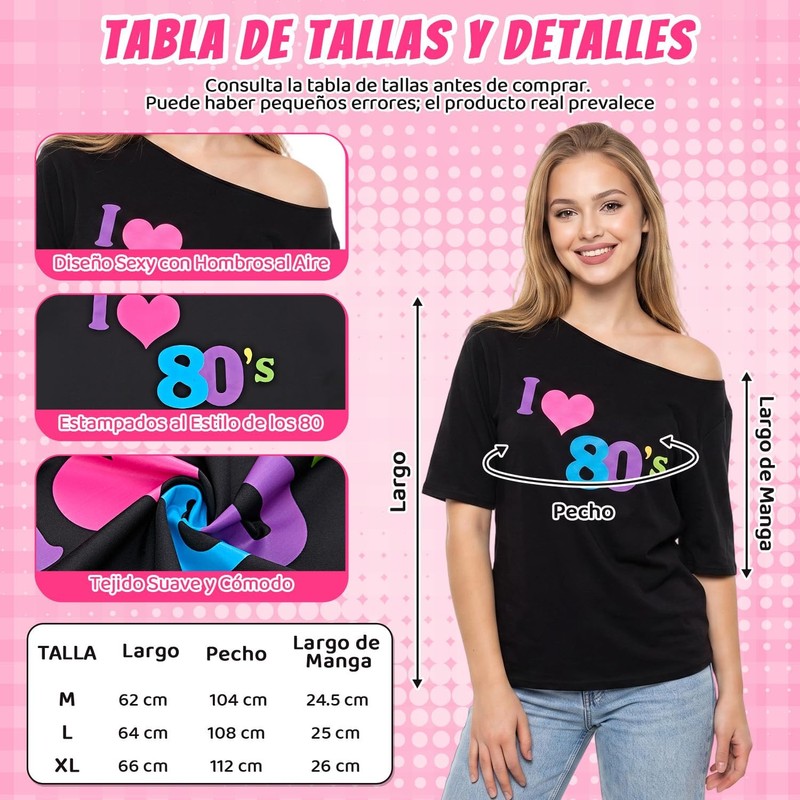 Lukovee Disfraz de los 1980 Mujers, 8 Conjunto de 80's