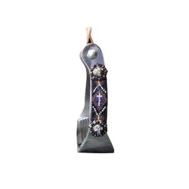 Polished Aluminum Barrel Racing Show Purple Black Cross Beaded Saddle Stirrups 3" Neck