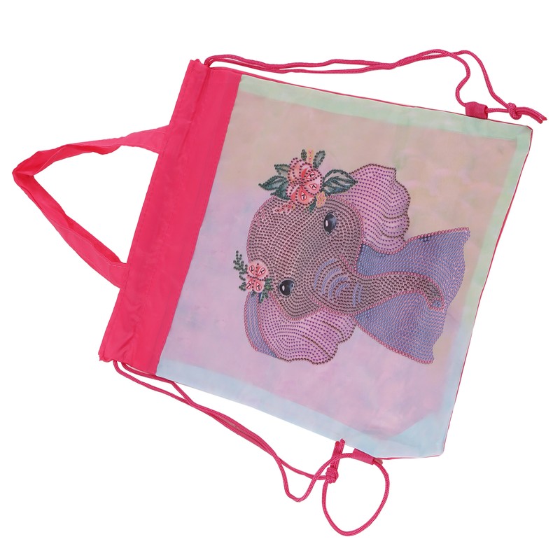 Backpack Bag WearResistant Large Capacity Rhinestones Painting with Drawstring Home